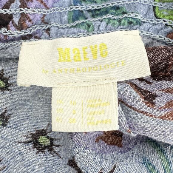 Anthropologie Purple and Blue Floral Wide Leg Pants - Picture 9 of 16